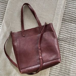 Gently Used Madewell Medium Transport Tote Leather Burgundy with felt organizer